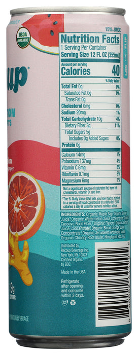 Sparkling Hydration, Watermelon Orange Ginger, Reg Org, 12 fl oz