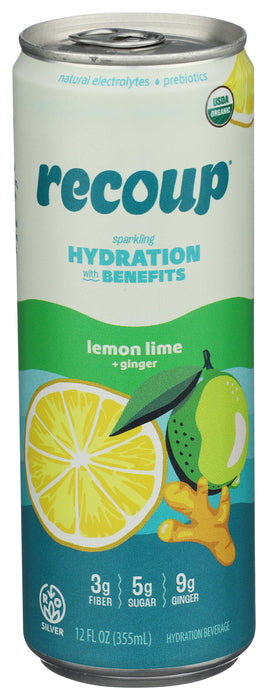 Sparkling Hydration, Lemon Lime Ginger, Reg Org, 12 fl oz