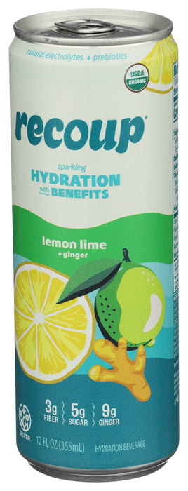 Sparkling Hydration, Lemon Lime Ginger, Reg Org, 12 fl oz