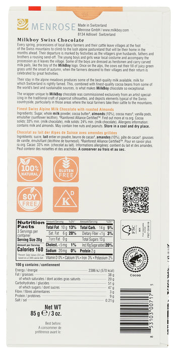Alpine Milk Chocolate w/ Almonds Bar, 3 oz