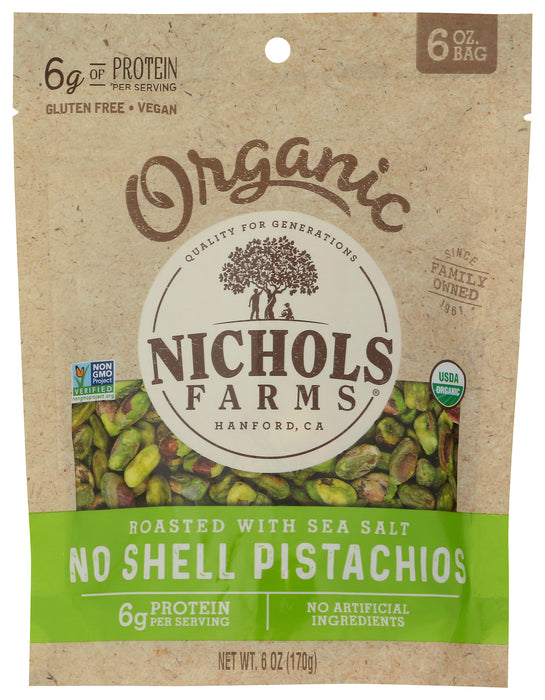 No Shell Pistachios, Roasted Sea Salt, Org, 6 oz
