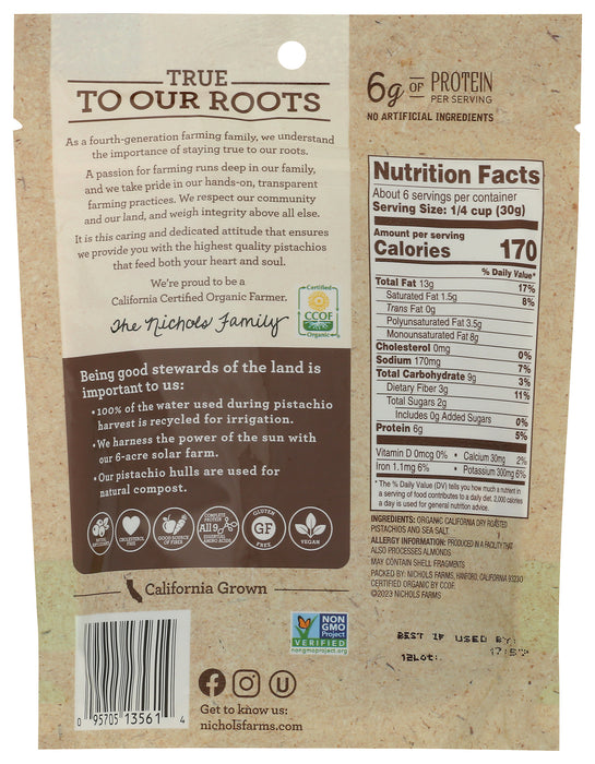 No Shell Pistachios, Roasted Sea Salt, Org, 6 oz