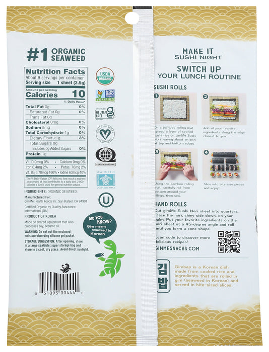 Seaweed Wraps Sushi Nori, Org, 0.81 oz