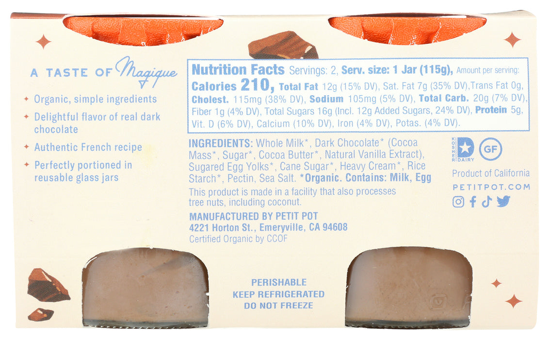 Dark Chocolate Creamy French Dessert 2pk, Org, 8 oz