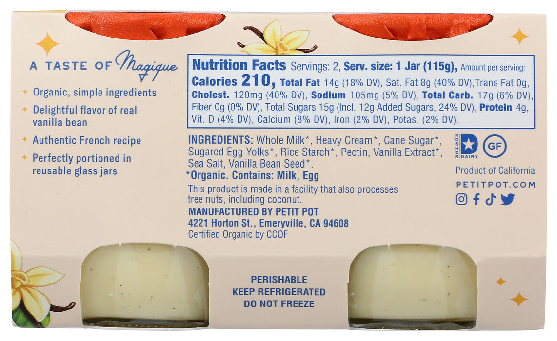 Vanilla Bean Creamy French Dessert 2pk, Org, 8 oz