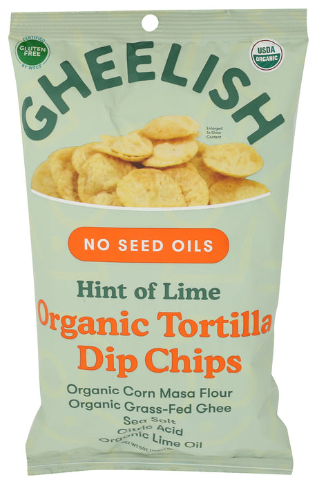 Tortilla Dip Chips, Hint of Lime, No Seed Oil Org, 5 oz