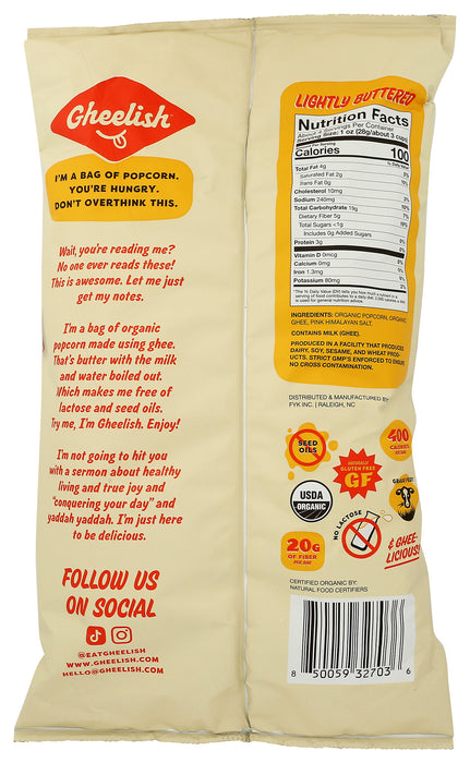 Lightly Buttered Popcorn, No Seed Oil Org, 4 oz