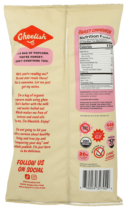 Sweet Cinnamon Popcorn, No Seed Oil Org, 4 oz