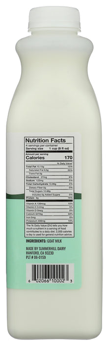 Goat Milk, Grade A pasteurized, 1 quart/32 fl oz