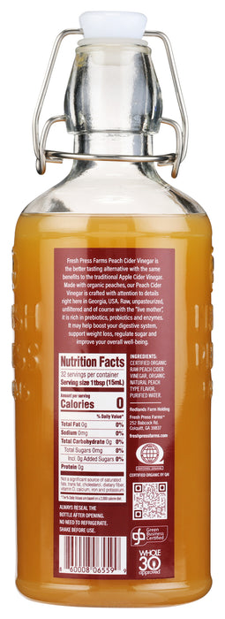 Peach Cider Vinegar, Raw w/ Mother, Org, 16.4 fl oz