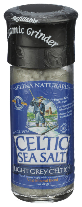Light Grey Celtic Salt Grinder, 3 oz