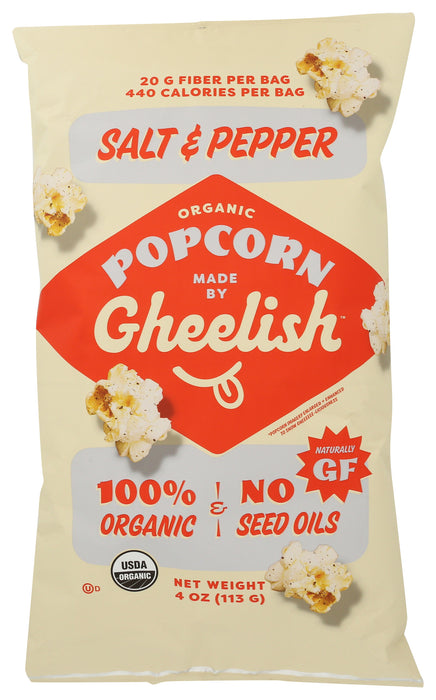 Salt & Pepper Popcorn, No Seed Oil Org, 4 oz