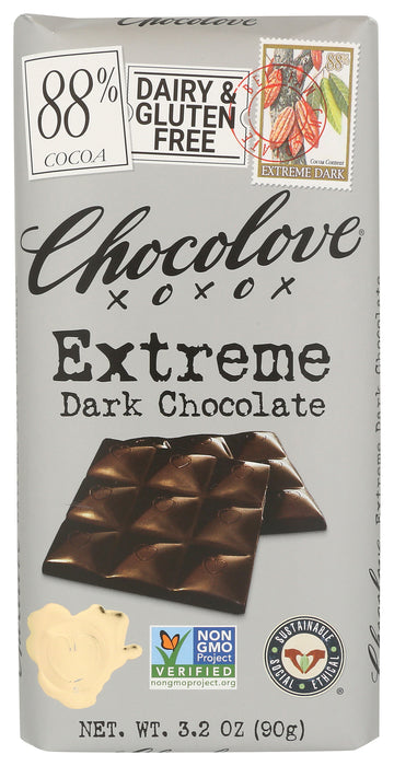 Extreme Dark Chocolate Bar 88%, 3.2 oz