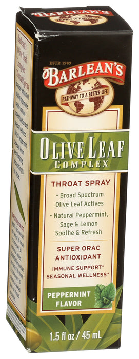 Olive Leaf Complex Throat Spray, Peppermint, 1.5 fl oz