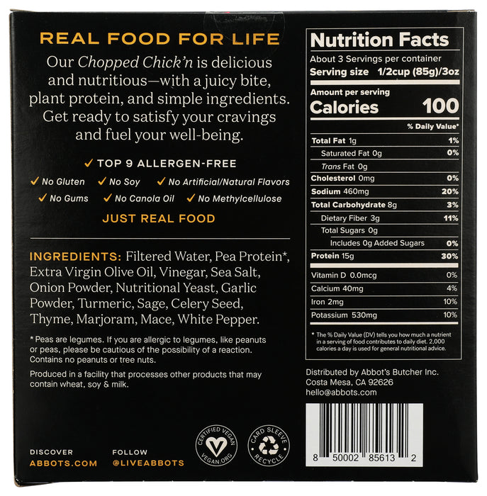 Plant-Rich Chopped Chick'n w/ Olive Oil, V, 10 oz