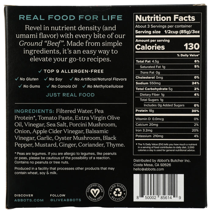Plant-Rich Ground "Beef" w/ Olive Oil, V, 10 oz