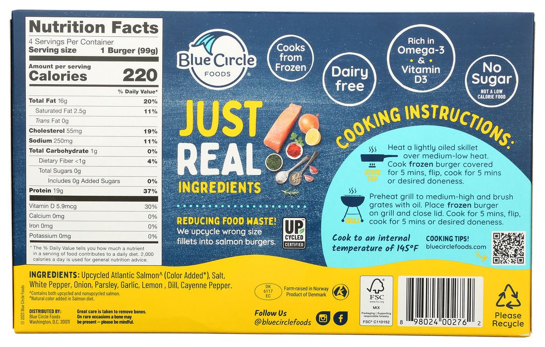 Atlantic Salmon Burgers 4 ct, Lemon Herb, 14 oz