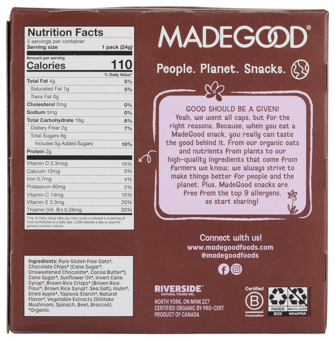 Granola Bites 5pk, Chocolate Chip, Org, 4.25 oz