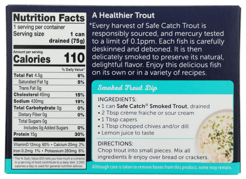 Trout Fillets in Water, Skinless Smoked, 4 oz