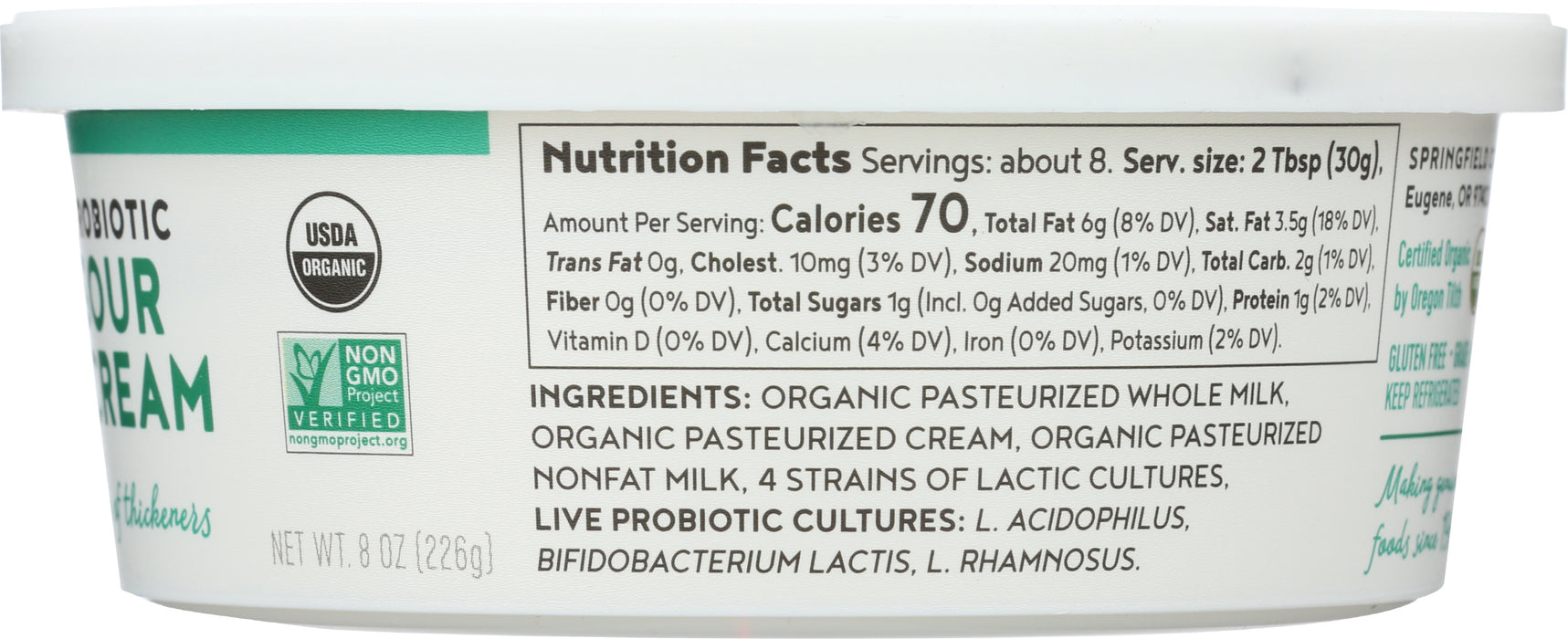 Probiotic Sour Cream, Org, 8 OZ