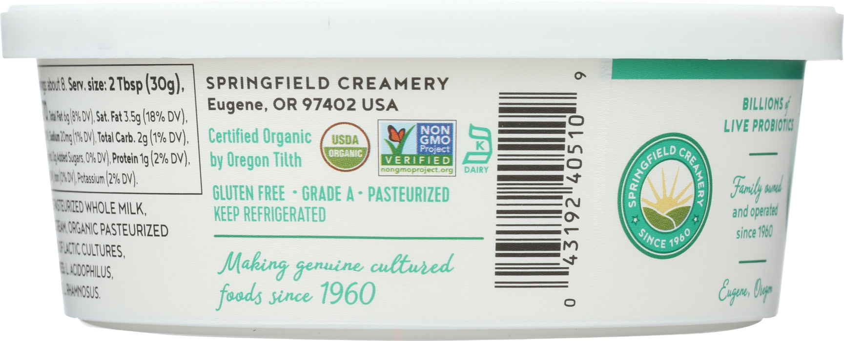 Probiotic Sour Cream, Org, 8 OZ