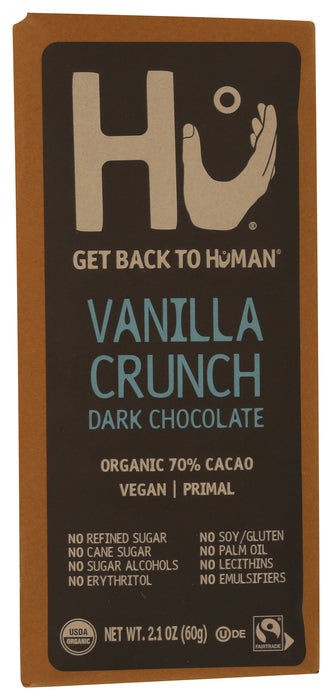Vanilla Crunch Dark Chocolate Bar 70%, FT Org, 2.1 oz