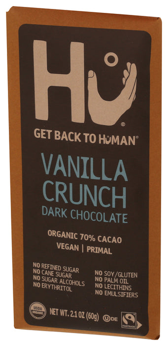 Vanilla Crunch Dark Chocolate Bar 70%, FT Org, 2.1 oz