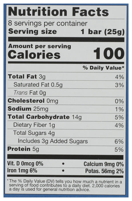 Oatmeal Chocolate Chip Mini Bar 8pk, GF Org, 7.2 oz