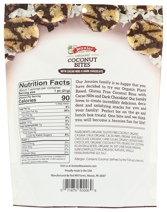 Cacao Nibs Coconut Bites, GF DF Org, 5.25 oz