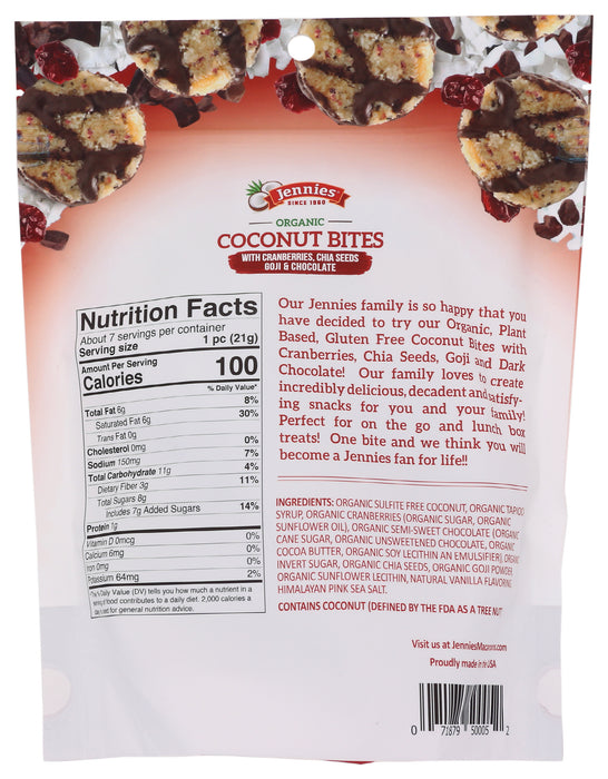 Cranberry Chia Goji Chocolate Coconut Bite, Org, 5.25 oz