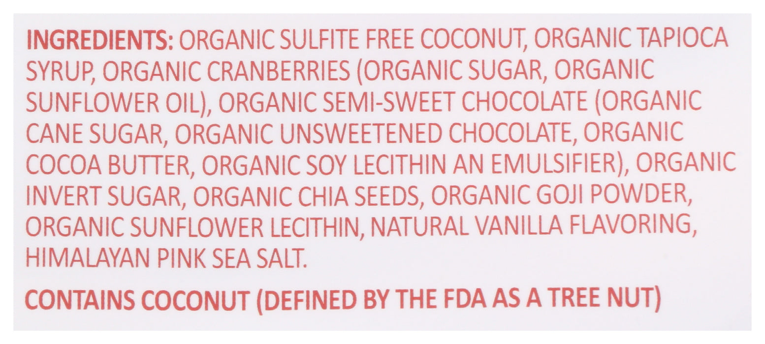 Cranberry Chia Goji Chocolate Coconut Bite, Org, 5.25 oz