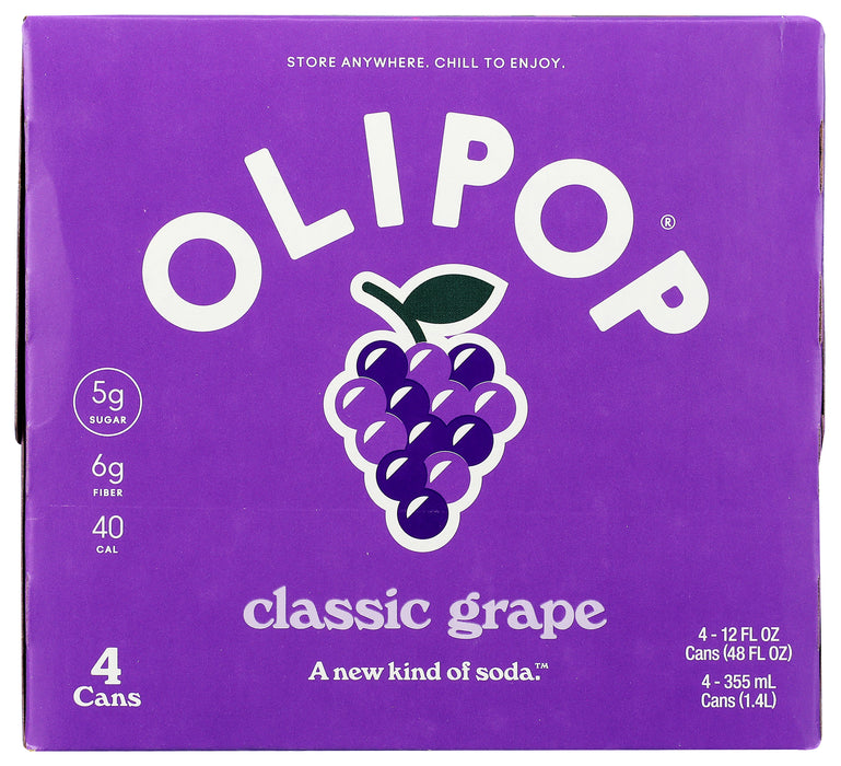 Classic Grape Prebiotic Soda 4 pack, 48 fl oz
