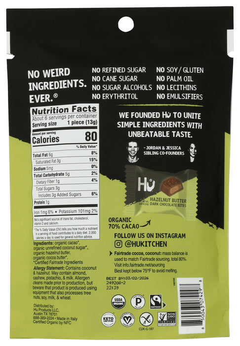 Hazelnut Butter Dark Chocolate Bite, FT Org, 2.75 oz