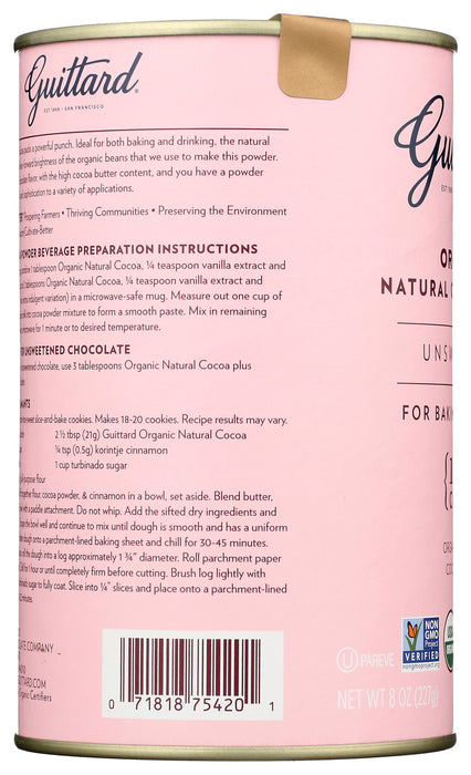 Natural Cocoa Powder 100%, Unsweetened, Org, 10 oz