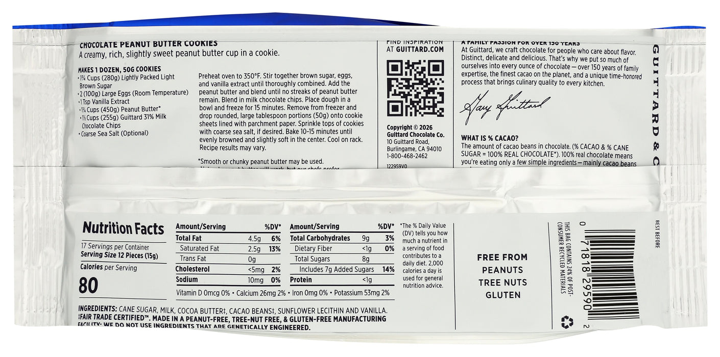 Milk Chocolate Chips 31% Cacao, FT, 9 oz