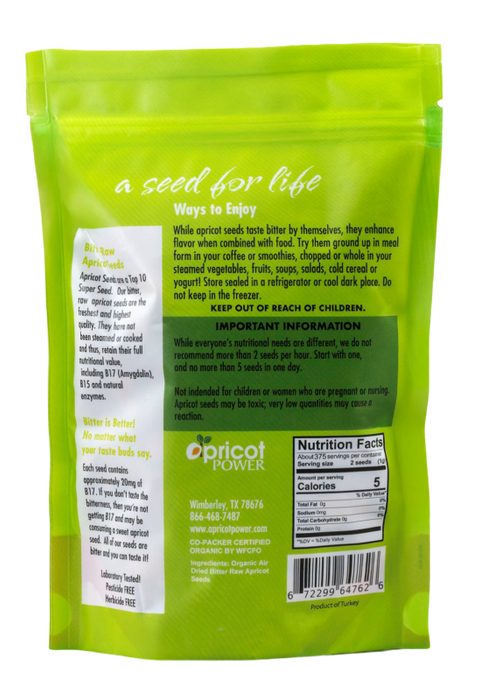 Bitter Raw Apricot Seeds, Org, 8 oz