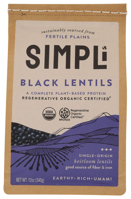 Black Lentils, Reg Org, 12 oz