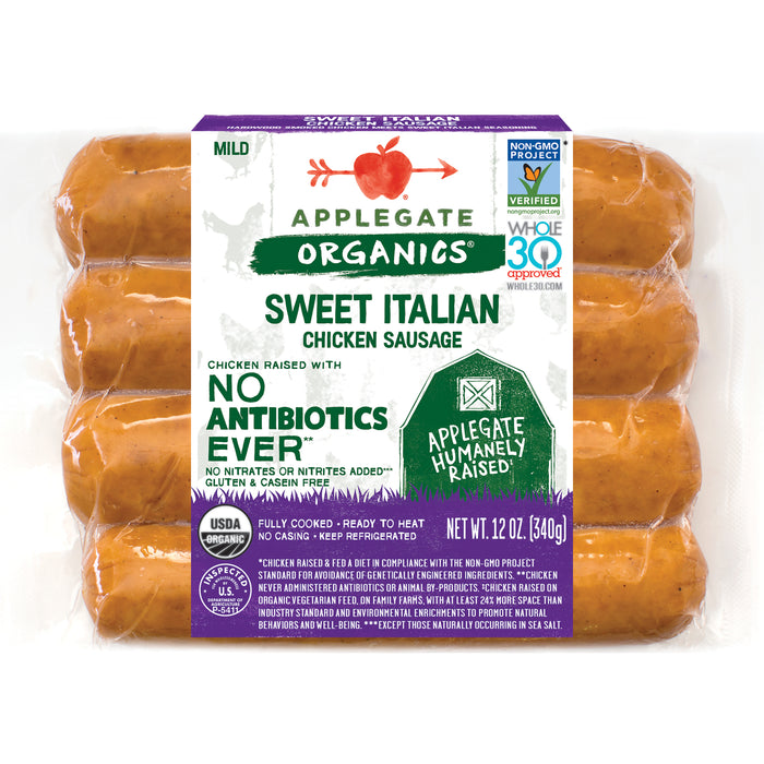 Sweet Italian Chicken Sausage, Org, 12 oz