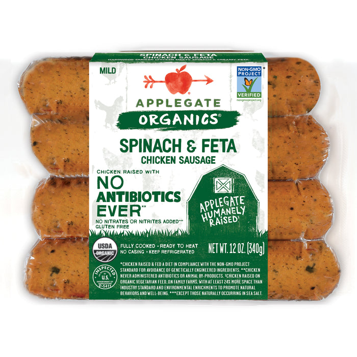 Spinach & Feta Chicken Sausage, Org, 12 oz