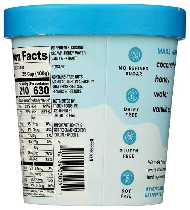 DF Frozen Dessert Sweetened w/ Honey, Madagascar Vanilla, DF, 16 oz