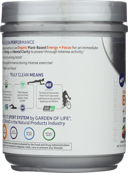 Sport Organic Plant-Based Energy+Focus SF Blackberry Cherry, 231 g