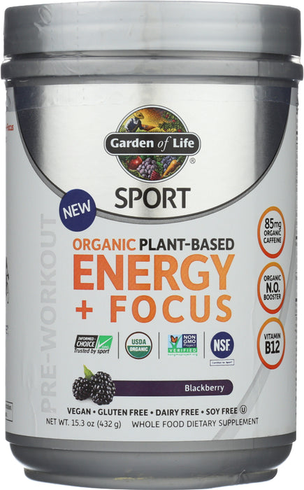 Sport Organic Energy + Focus, Blackberry, 432 g