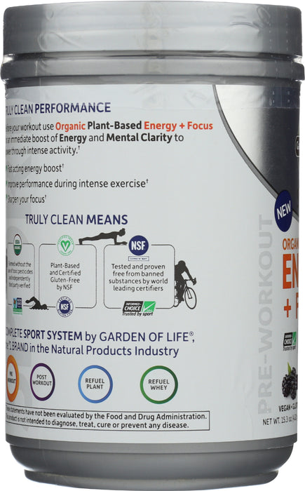 Sport Organic Energy + Focus, Blackberry, 432 g