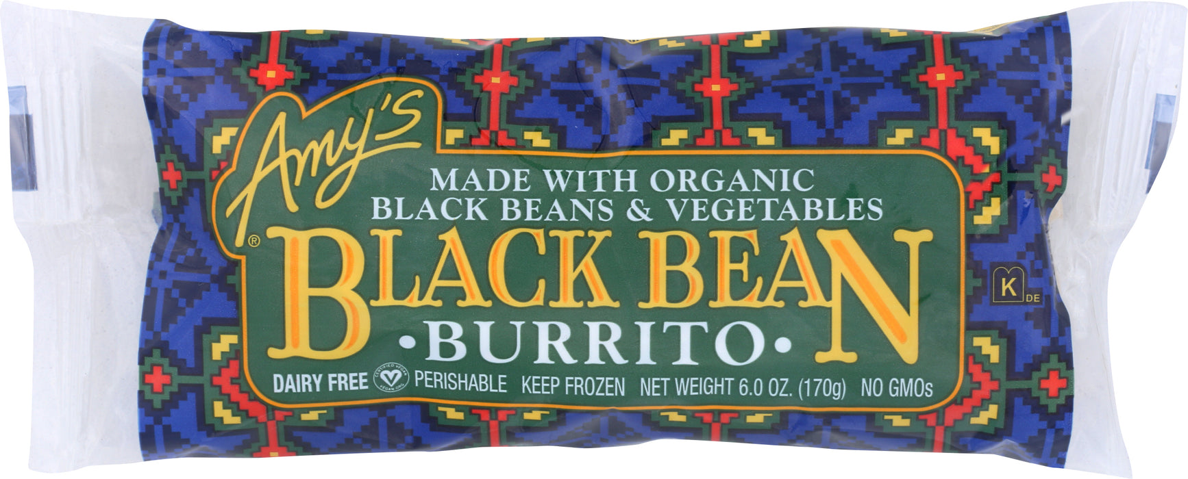 Black Bean & Vegetables Burrito, Org, 6 oz