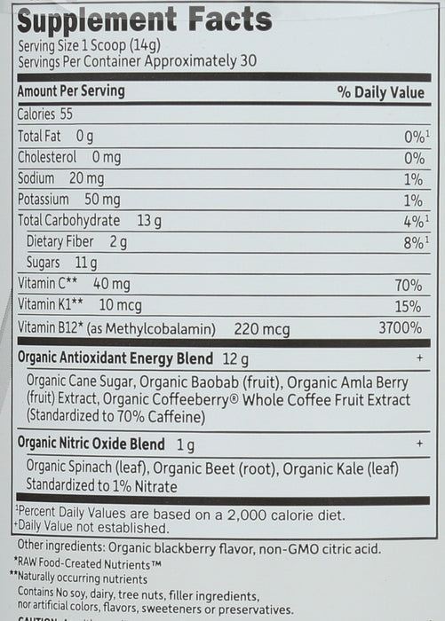 Sport Organic Energy + Focus, Blackberry, 432 g