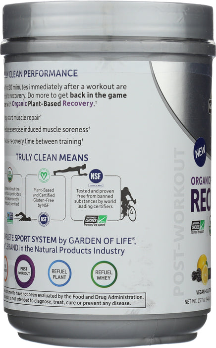 Sport Organic Recovery, Blackberry Lemonade, 446 g