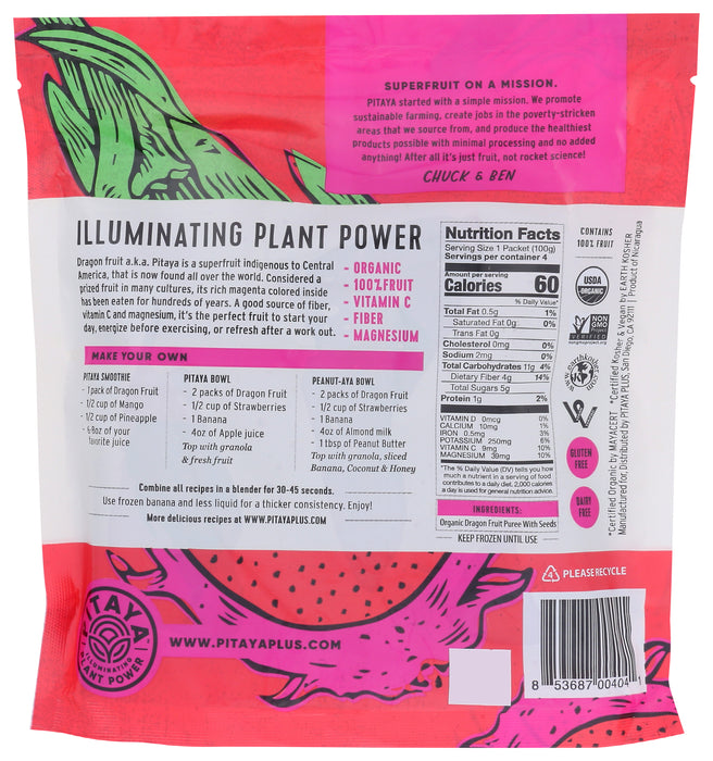 Dragon Fruit Smoothie Packs, Org, 14 oz