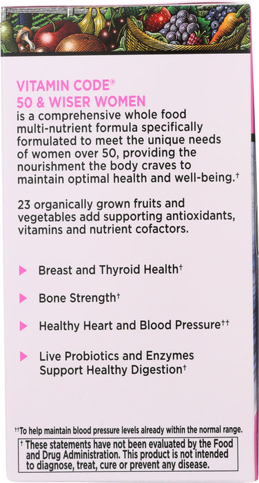 Vitamin Code 50 and Wiser Women's Multi, 120 cap