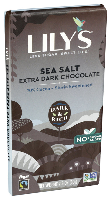 Sea Salt Extra Dark Chocolate Bar 70%, Vegan, 2.8 oz