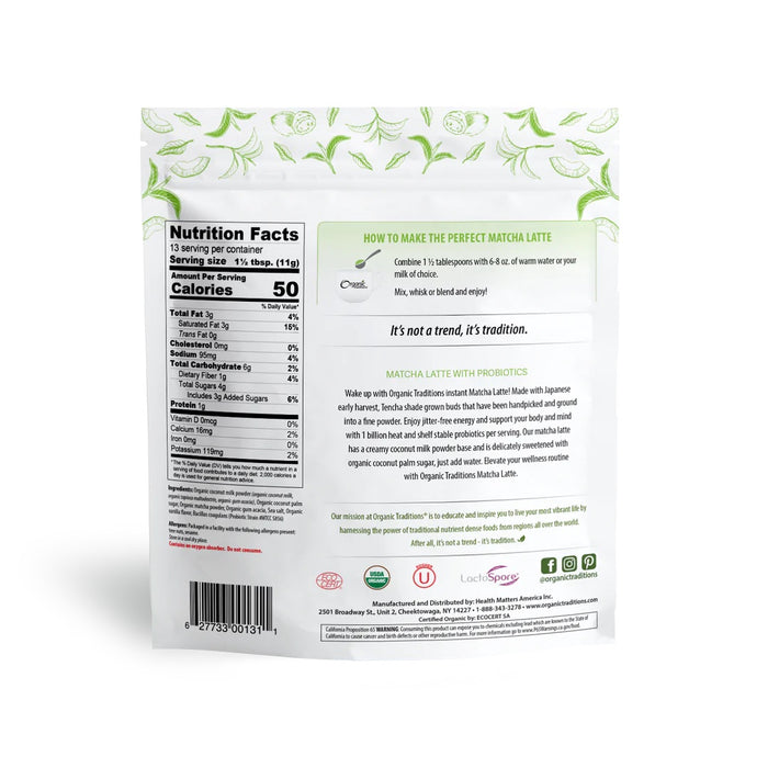Matcha Latte With Probiotics, Org, 5.3 oz